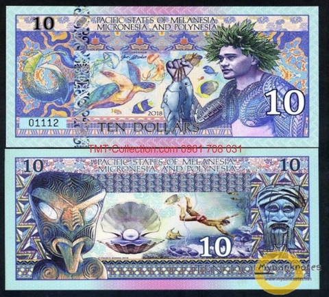 Melanesia và Polynesia 10 dollar 2018 UNC Polyme