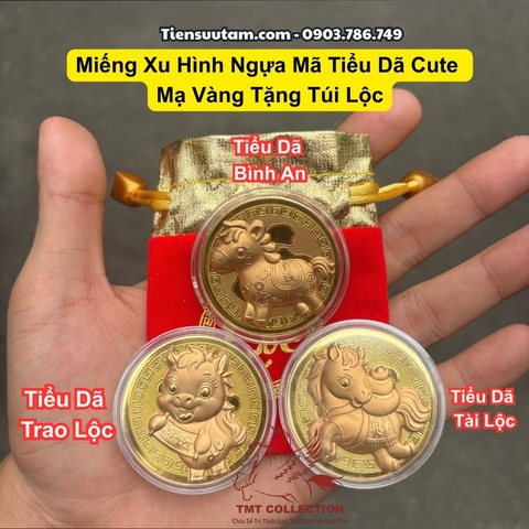 Miếng Đồng Xu Con Ngựa Cute 2026 Tặng Túi Gấm Lộc - SP008290