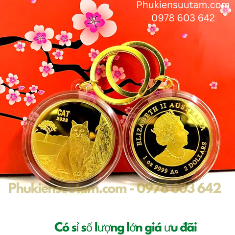 Móc Khóa Xu Úc Hình Con Mèo Vàng