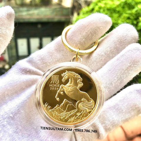 Móc Khóa Xu Úc Hình Con Ngựa Mạ Vàng 2026