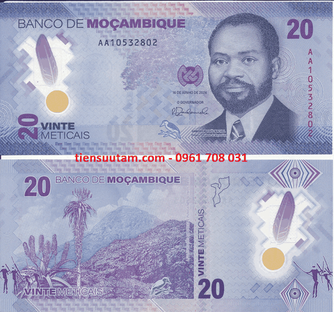 Mozambique 20 Meticais 2024 UNC Polyme