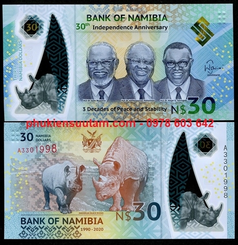 Namibia 30 Dollars 2020 Polyme UNC Kỷ Niệm 30 Năm Độc Lập (tờ)