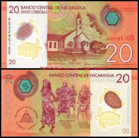 Nicaragua 20 Cordobas 2015 UNC Polymer (tờ)