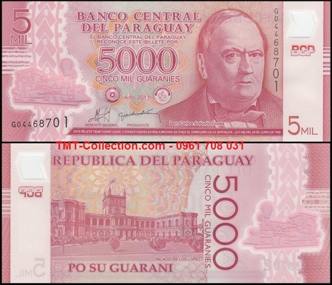 Paraguay 5000 Guaranies 2013 UNC Polyme (tờ)
