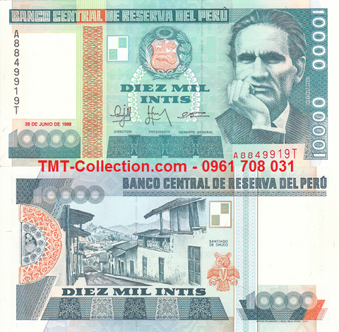 Peru 10.000 Intis 1988 UNC (tờ)