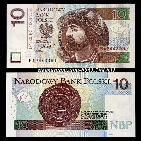 Poland - Ba Lan 10 Zlotych 2016 UNC