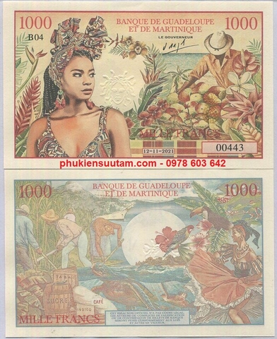 Guadeloupe Martinique 1000 Franc UNC Polymer Fantacy