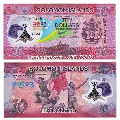 Solomon 10 Dollars 2023 UNC Polyme Kỷ Niệm Pacific Game