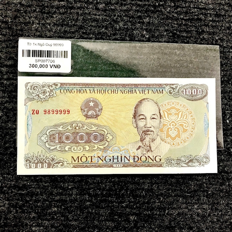 Tờ 1.000 năm 1987 các số seri 797979 , Seri 5 sảnh tiến , Seri bin 868686 , Ngũ Quý 99999