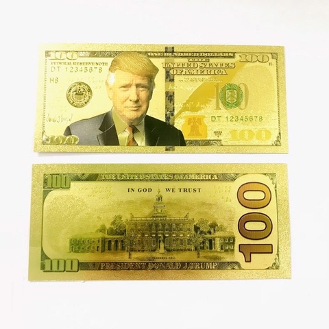 Tiền 100 USD hình Tổng Thống Trump mạ vàng
