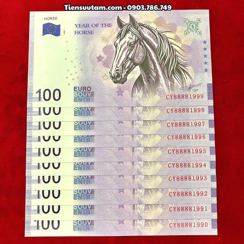 Tiền Lì Xì 100 Euro Hình Con Ngựa 2026 Seri Năm Sinh - SP008268