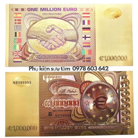 Tiền Lưu niệm 1 triệu EURO mạ vàng Plastic