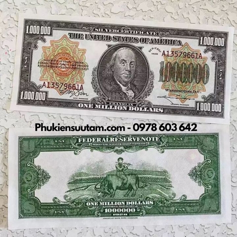 Tiền Lưu Niệm 1 Triệu USD Hình Benjamin Franklin Dạ Quang