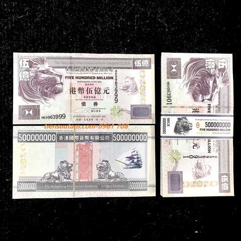 Tiền Lưu Niệm 500 Triệu Dola Hong Kong Hình Sư Tử