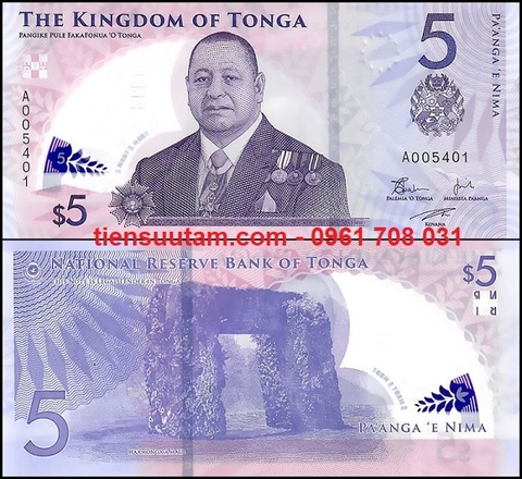Tonga 5 Pa'anga 2023 UNC Polyme