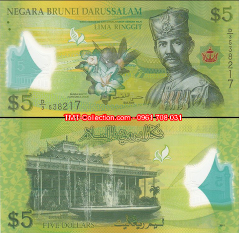 Brunei 5 Ringgit 2011 UNC Polymer