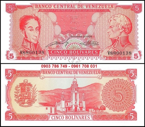 Venezuela 5 Bolivares 1989 UNC