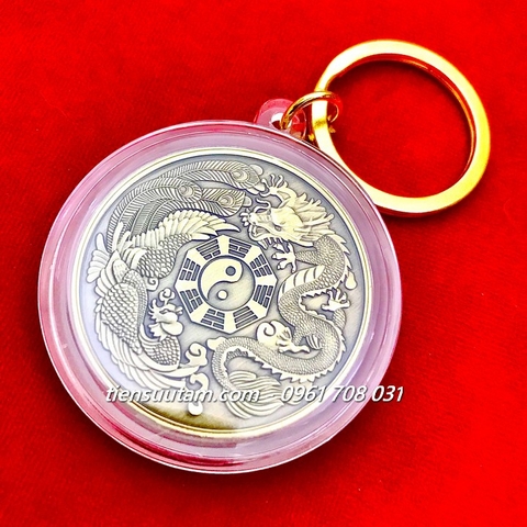 Móc Khoá Xu Long Phụng Bát Quái Âm Dương