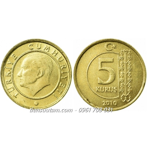 Xu Turkey - Thổ Nhỉ Kỳ 5 Kurus 2009-2022