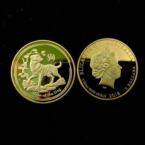 Xu Úc mạ Vàng hình chó 2018