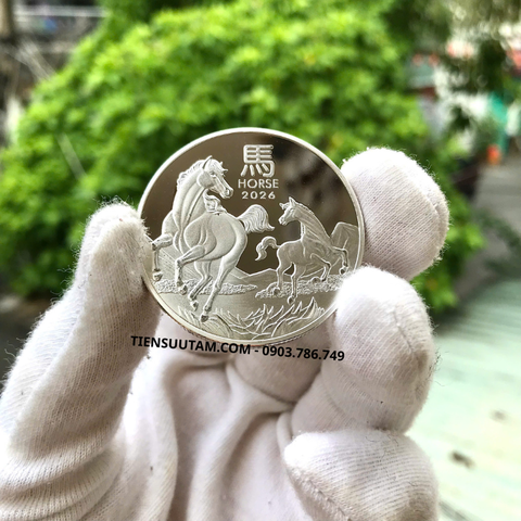 Xu Úc Hình Con Ngựa Mạ Bạc 2026 Tặng Túi Gấm Lộc