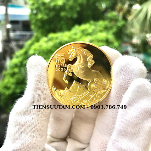 Xu Úc Hình Con Ngựa Mạ Vàng 2026 Tặng Túi Gấm Lộc