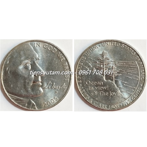 Xu USA - Mỹ 5 Cents 2005 ( Hành trình về phía Tây, Nhìn ra Đại dương)
