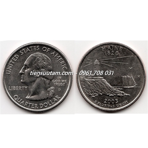 Xu USA - Mỹ Bang Maine 1/4 Dollar 2003