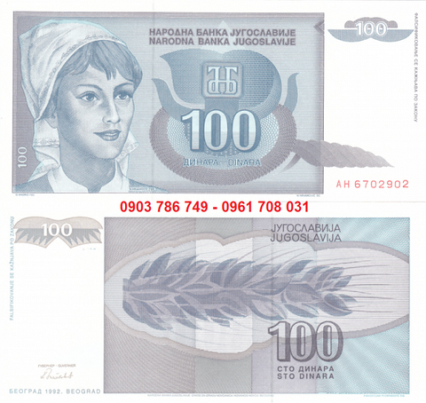Yugoslavia - Nam Tư 100 Dinara 1992