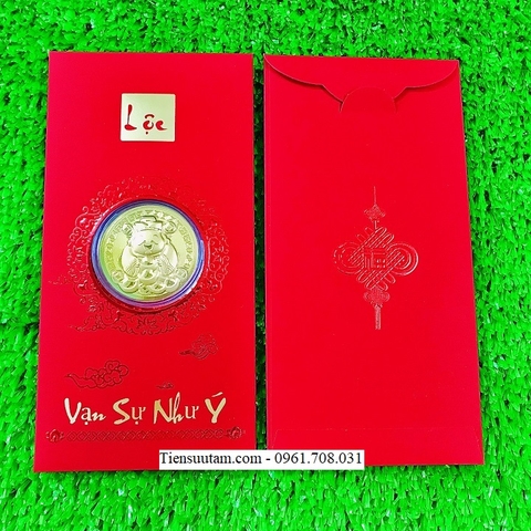 Bao Lì Xì Lộc Đồng Xu Thần Tài Mạ Vàng Cute