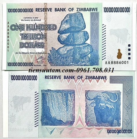 Tiền Lưu Niệm 100 Nghìn Tỷ Zimbabwe Hình Con Trâu