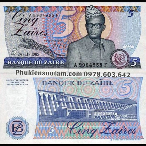 Zaire 5 Zaires 1985 UNC