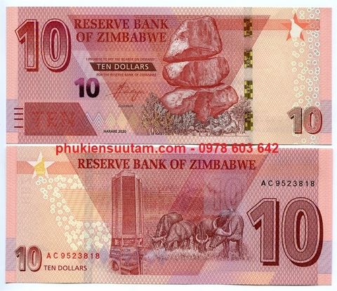 Zimbabwe 10 Dollars 2020 UNC
