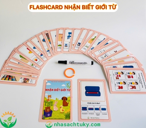 Flashcard nhận biết giới từ tặng kèm bút
