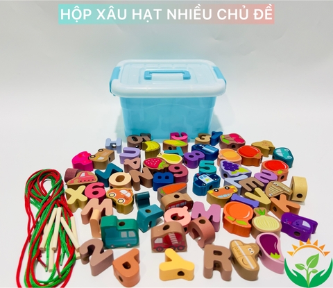 Hộp xâu hạt gỗ 64 chi tiết