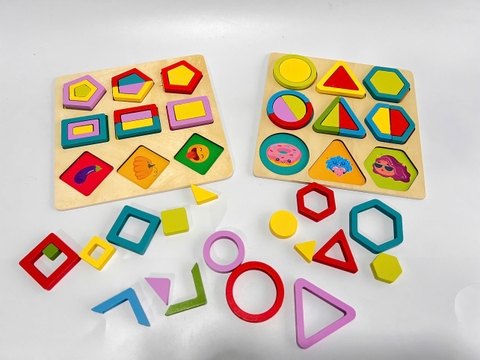 Bảng gỗ ghép hình sắc màu (1 bảng)