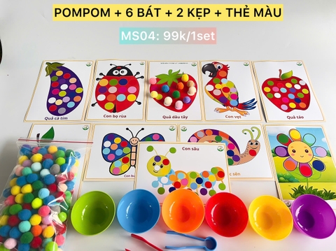 Pompom bát kẹp và thẻ A5 (mẫu 04)