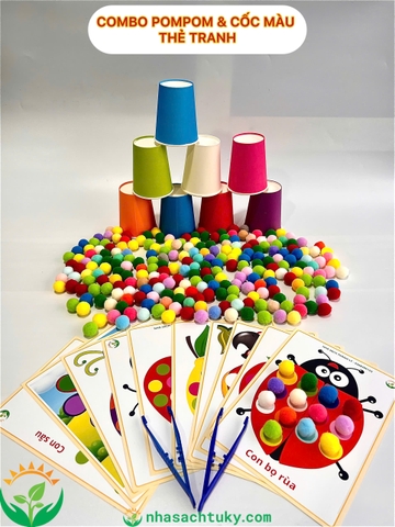 Pompom ly giấy và thẻ A5 (mẫu 03)