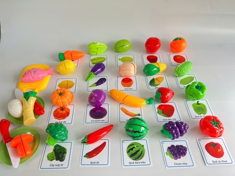 Rổ cắt hoa quả kèm thẻ học tương ứng