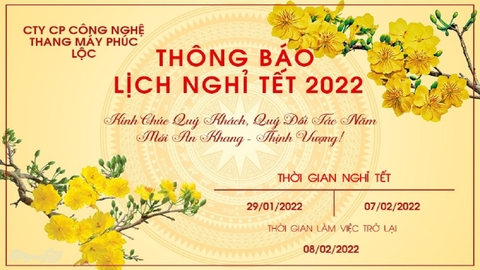 Thông báo lịch nghỉ tết nguyên đán nhâm rần 2022