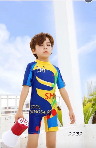 Bộ bơi bé trai cộc liền vàng khủng long xanh -2232