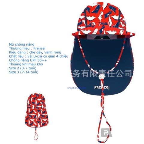 Mũ che gáy đi biển, bơi, chống nắng - đỏ khủng long
