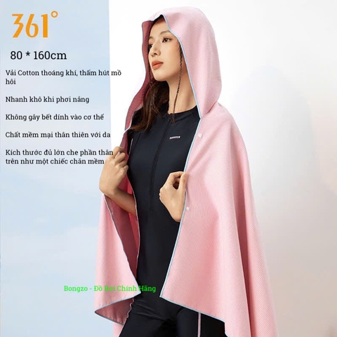 Khăn tắm nhanh khô 361, khoác choàng liền mũ, thấm hút nhanh, tắm biển, bơi, chơi thể thao