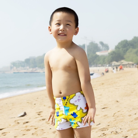 Quần bơi bé trai hình gấu, màu vàng 2 đến 7 tuổi