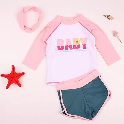 Bộ bơi dài Hồng Baby rời, quần đùi
