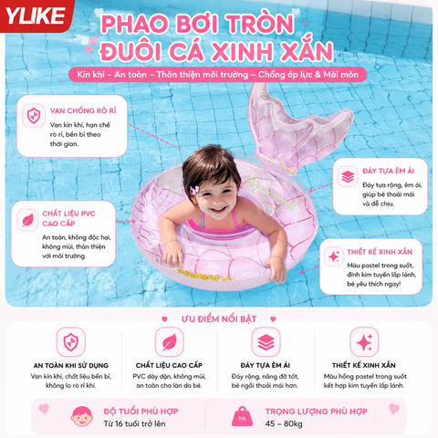 PHAO BƠI ĐUÔI CÁ CHO BÉ – PHAO BƠI NÀNG TIÊN CÁ CAO CẤP