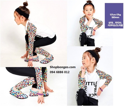 Bộ bơi dài Litte Trắng, tay ô, quần dài rời