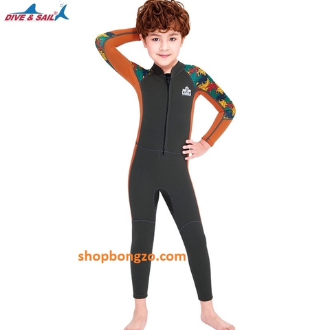 Bộ bơi bé trai giữ nhiệt dài liền, màu nâu, Dive Sail M150506K