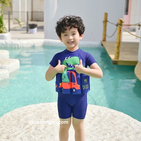 Bộ bơi trợ nổi (liền phao) khủng long xanh than