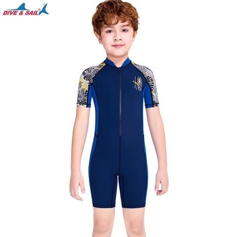 Bộ bơi bé trai cộc liền, màu THAN, Dive Sail M150386K